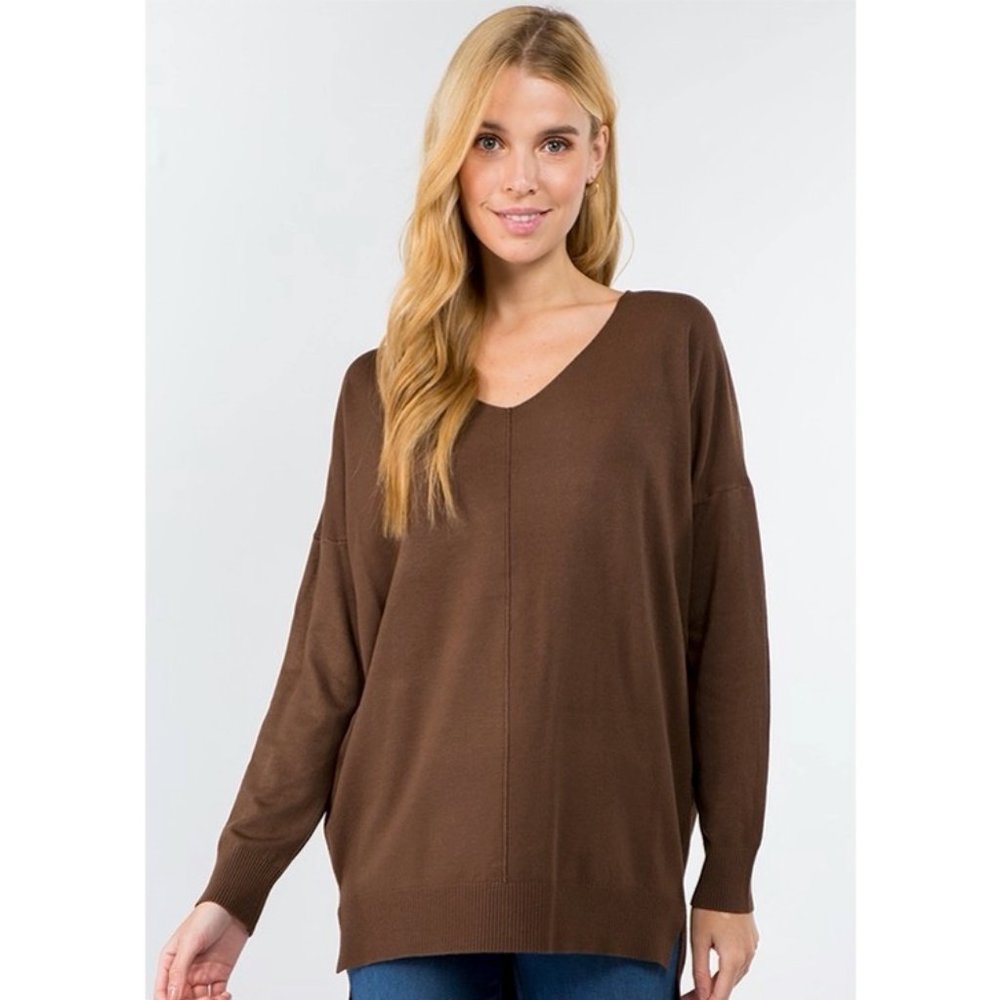 Dreamers by Debut Pecan V Neck Front Seam